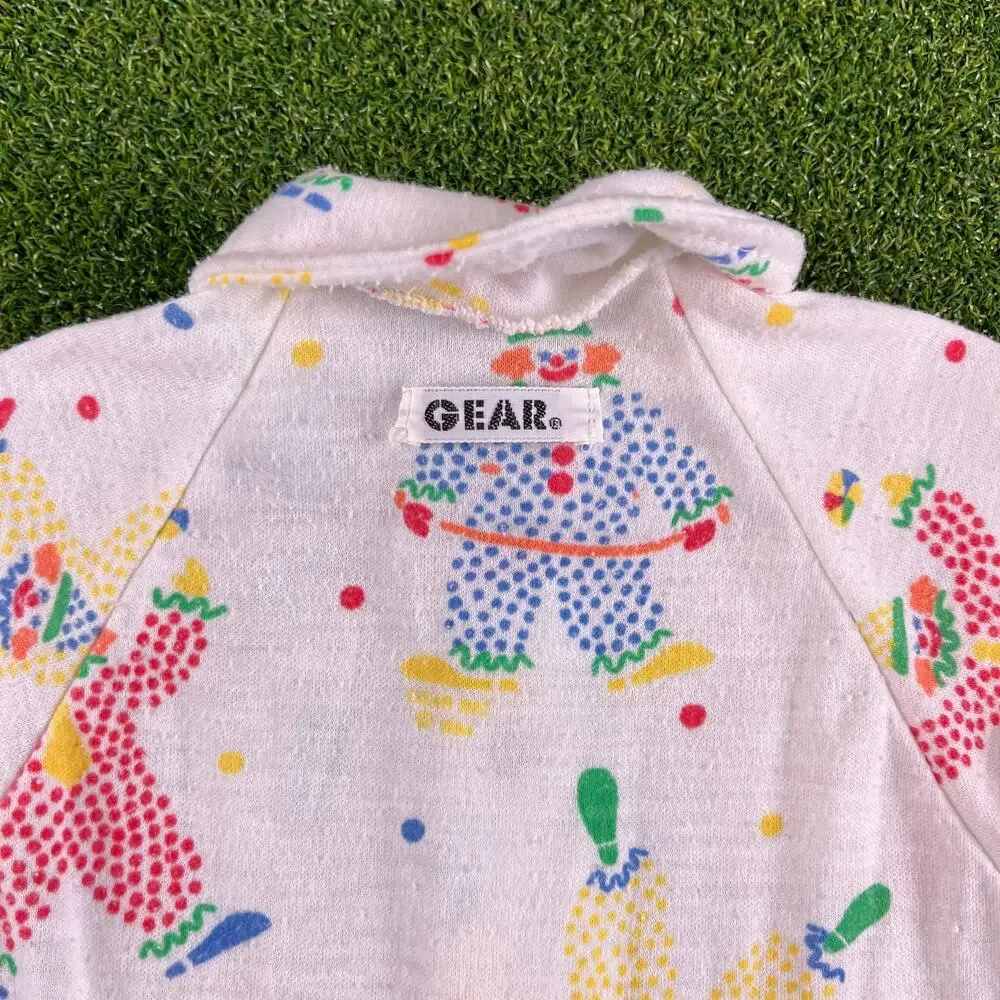 Vintage 80s 90s Gear Kids Clown Footed One Piece Pajama Sleeper Sz S